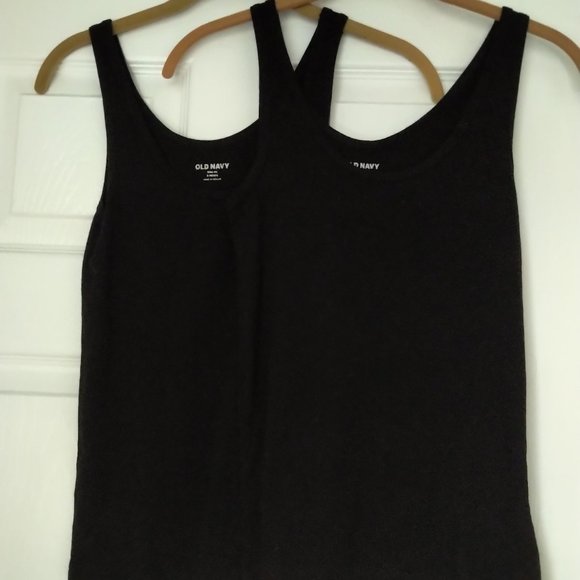 Old Navy Tops - 2 (two) Old Navy XSP Cotton ribbed black perfect tank slim fit scoopneck exc